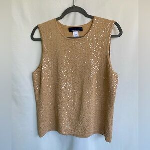 Jones New York Tan Sequin Knit Top